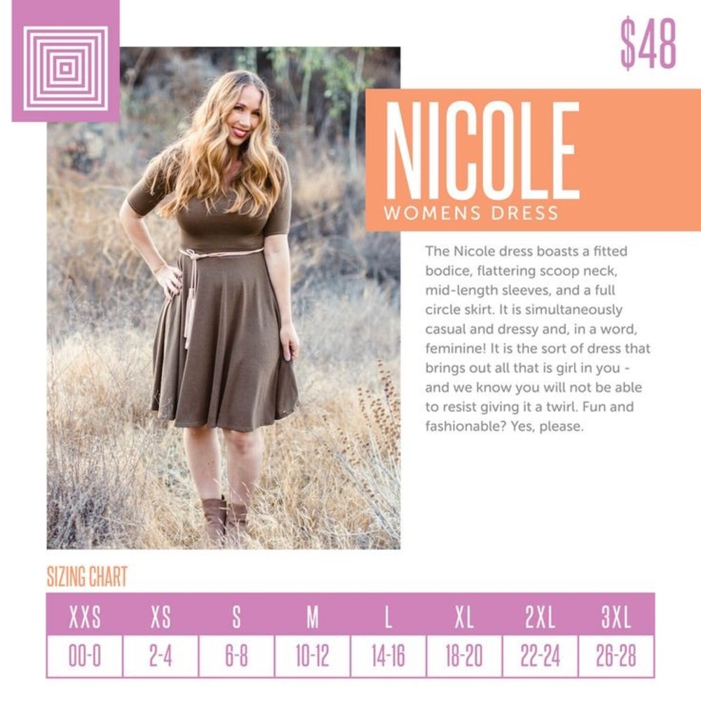 LuLaRoe Nicole Midi Casual Dress - Gray, Pink and Violet Floral - Size XS - Picture 9 of 9